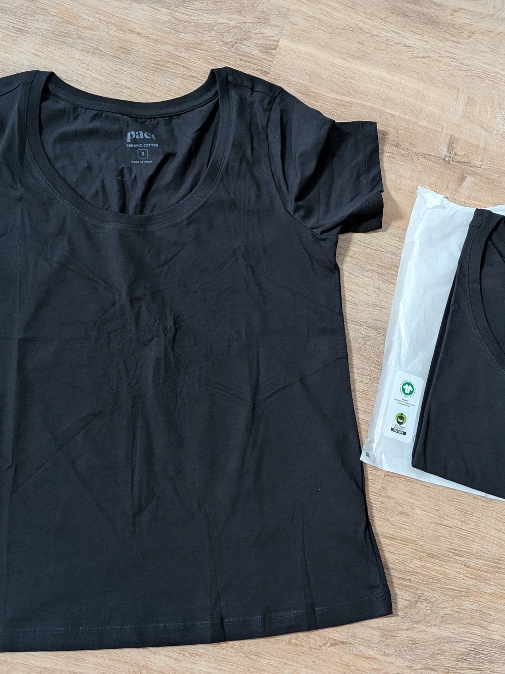 Pact Black Scoop Neck Organic Cotton Tee